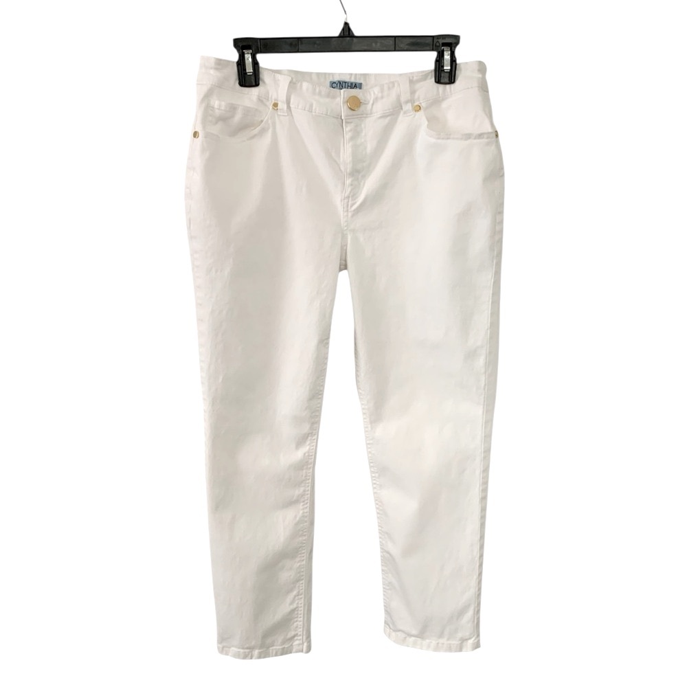 Cynthia Rowley White 5-Pocket Pants with Gold Accent